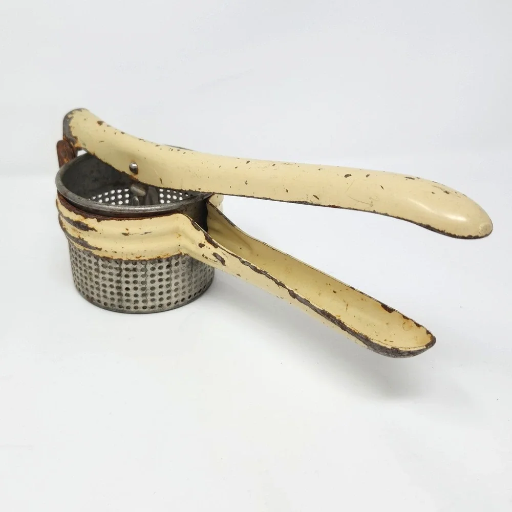 Vintage Enameled‎ Metal Potato Ricer, Kitchen Tool